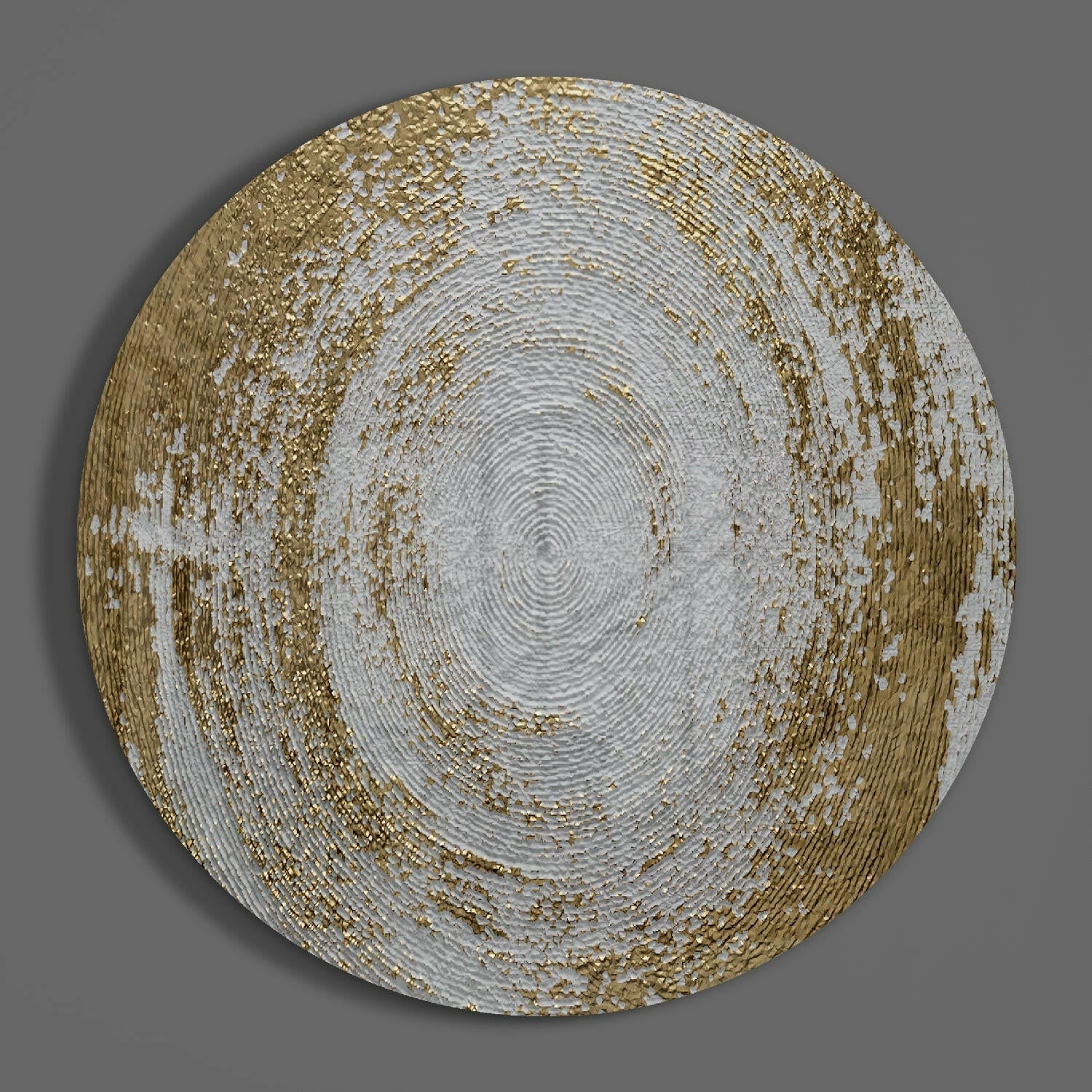 Cream Gold Textured Circle Glass Wall Art