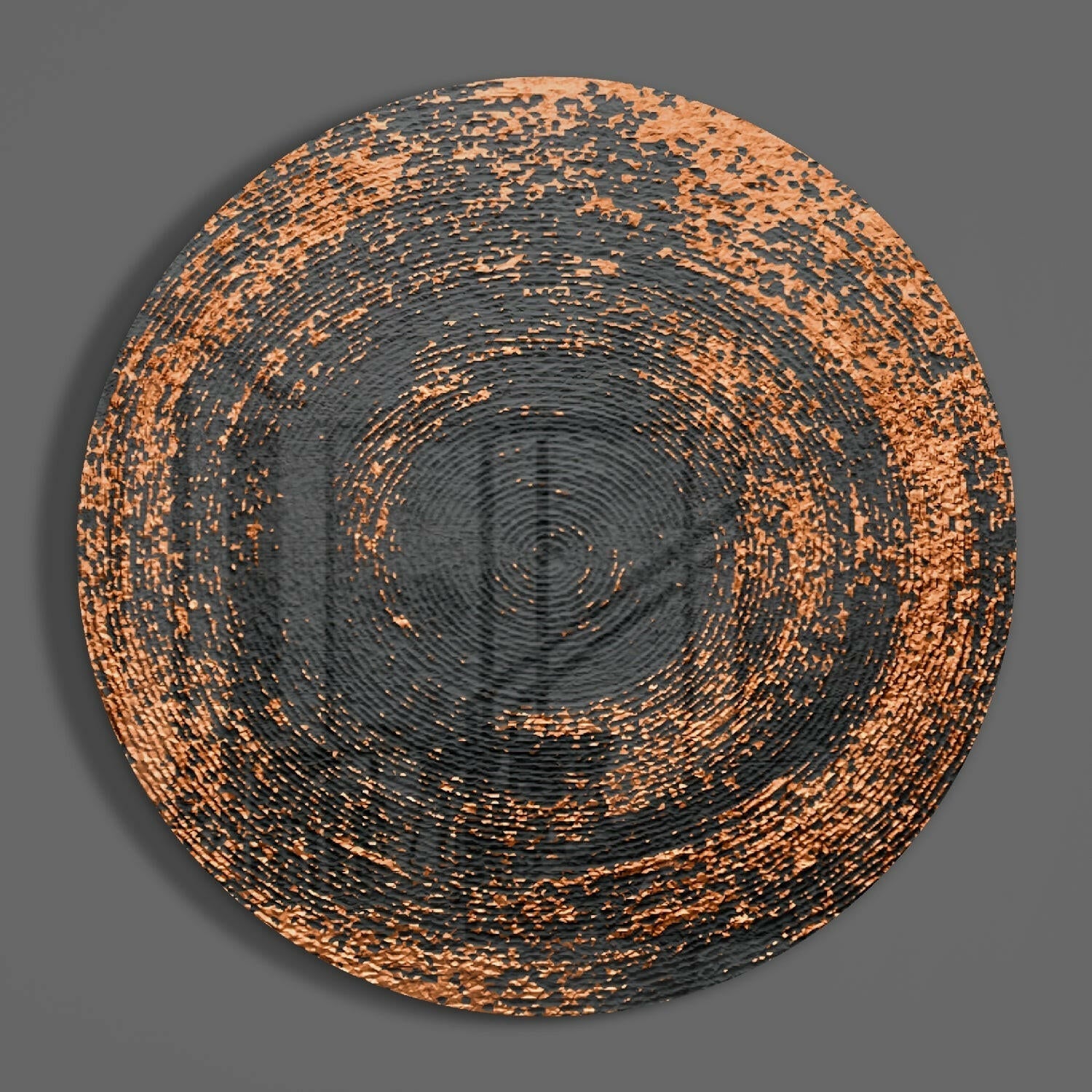 Copper Black Ring Circle Glass Wall Art