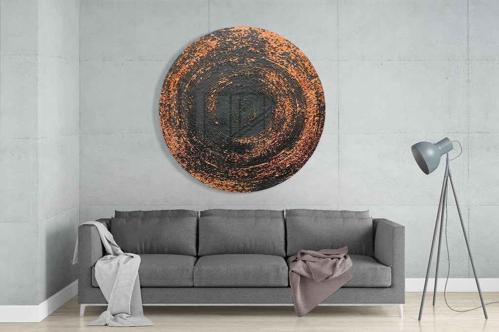 Copper Black Ring Circle Glass Wall Art