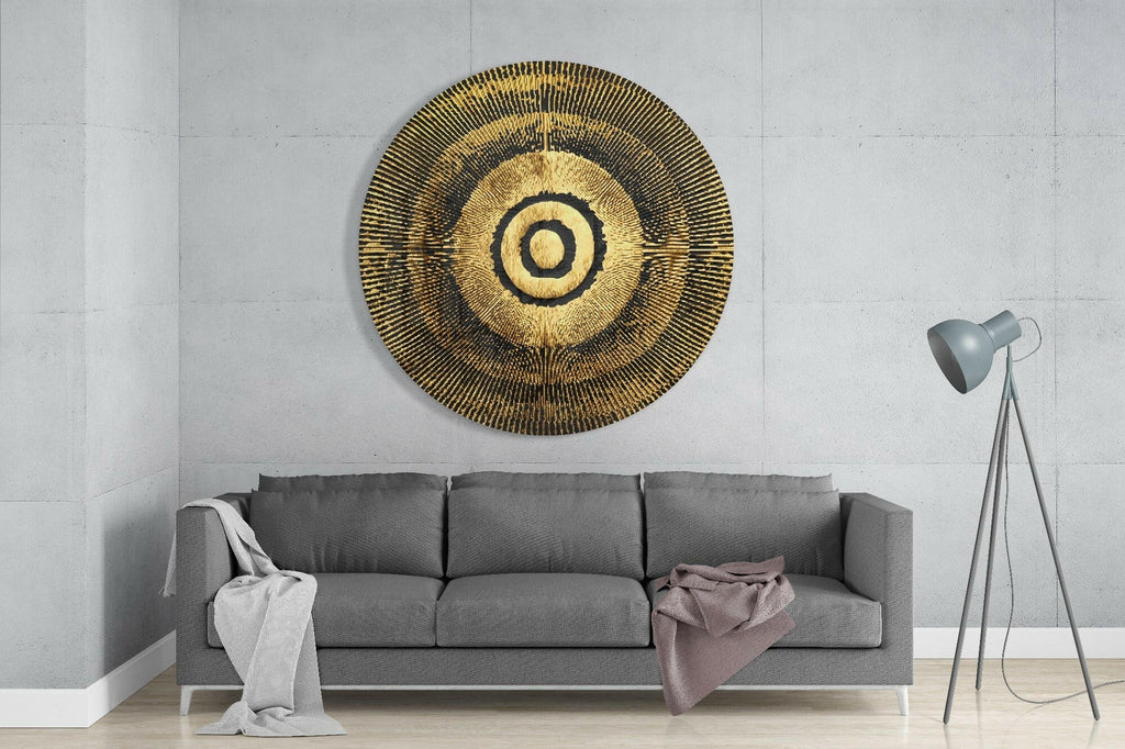 Gold Bullseye Sunburst Glass Wall Art