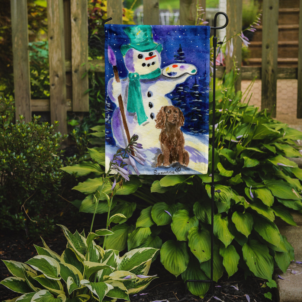 Artist Snowman with Boykin Spaniel Garden Flag Mailbox Decorative Yard Banner Outside Patio Artwork for Flower Beds, Garden Size, Multicolor