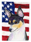 USA American Flag with Fox Terrier Garden Flag Mailbox Decorative Yard Banner Outside Patio Artwork for Flower Beds, Garden Size, Multicolor