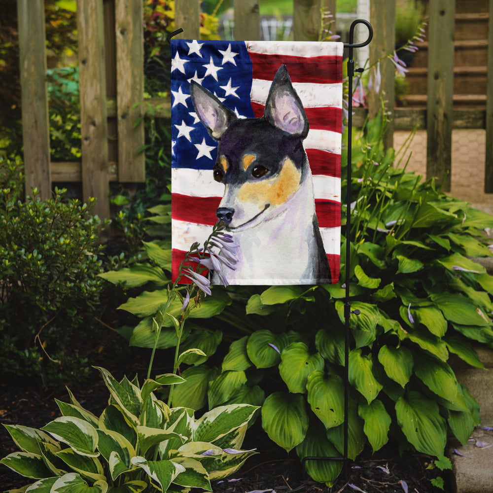 USA American Flag with Fox Terrier Garden Flag Mailbox Decorative Yard Banner Outside Patio Artwork for Flower Beds, Garden Size, Multicolor