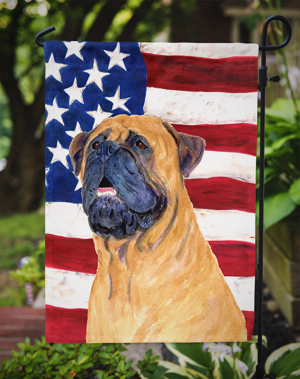USA American Flag with Bullmastiff Garden Flag Mailbox Decorative Yard Banner Outside Patio Artwork for Flower Beds, Garden Size, Multicolor