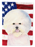 USA American Flag with Bichon Frise Garden Flag Mailbox Decorative Yard Banner Outside Patio Artwork for Flower Beds, Garden Size, Multicolor