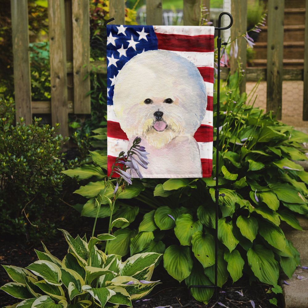 USA American Flag with Bichon Frise Garden Flag Mailbox Decorative Yard Banner Outside Patio Artwork for Flower Beds, Garden Size, Multicolor