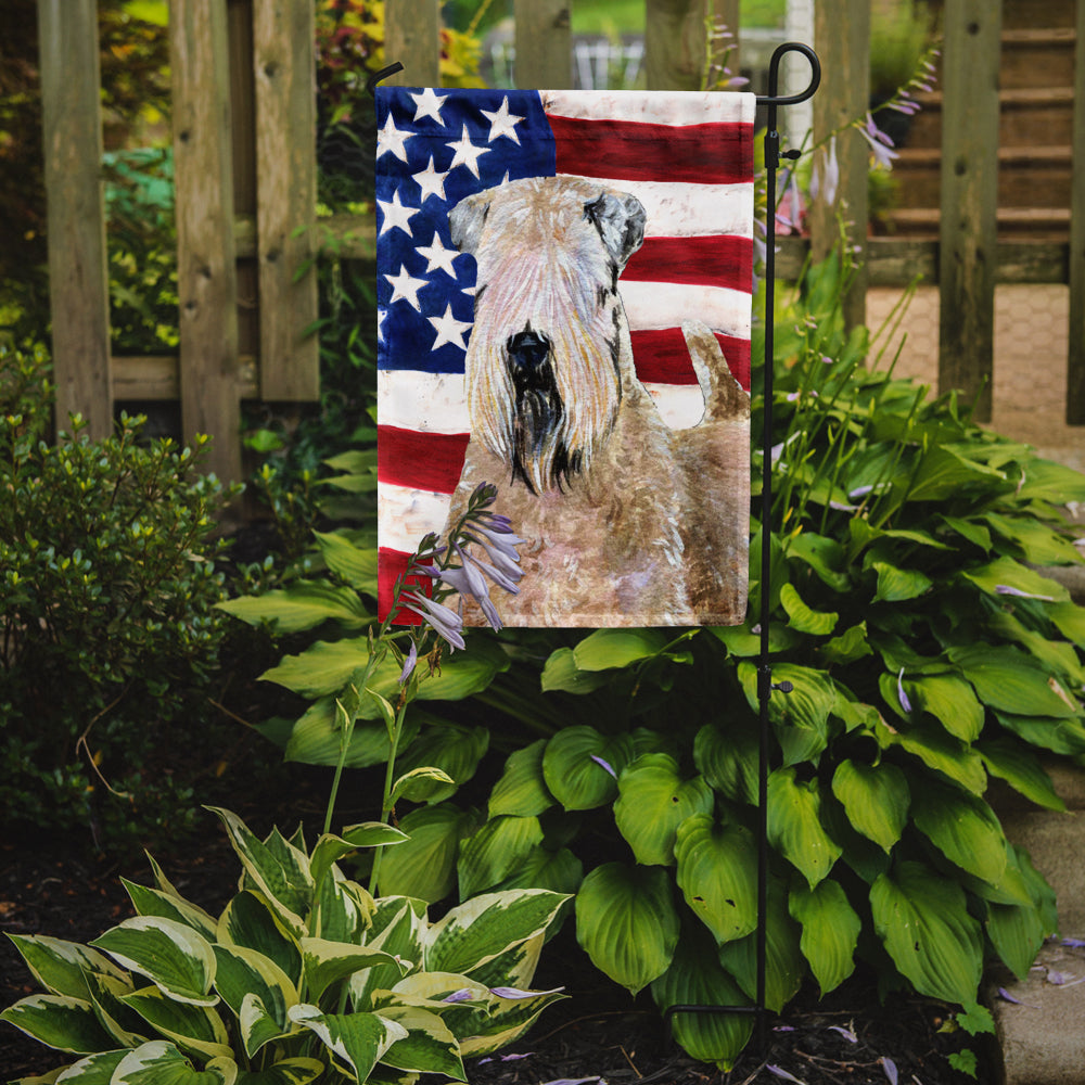 USA American Flag with Wheaten Terrier Soft Coated Garden Flag Mailbox Decorative Yard Banner Outside Patio Artwork for Flower Beds, Garden Size, Multicolor