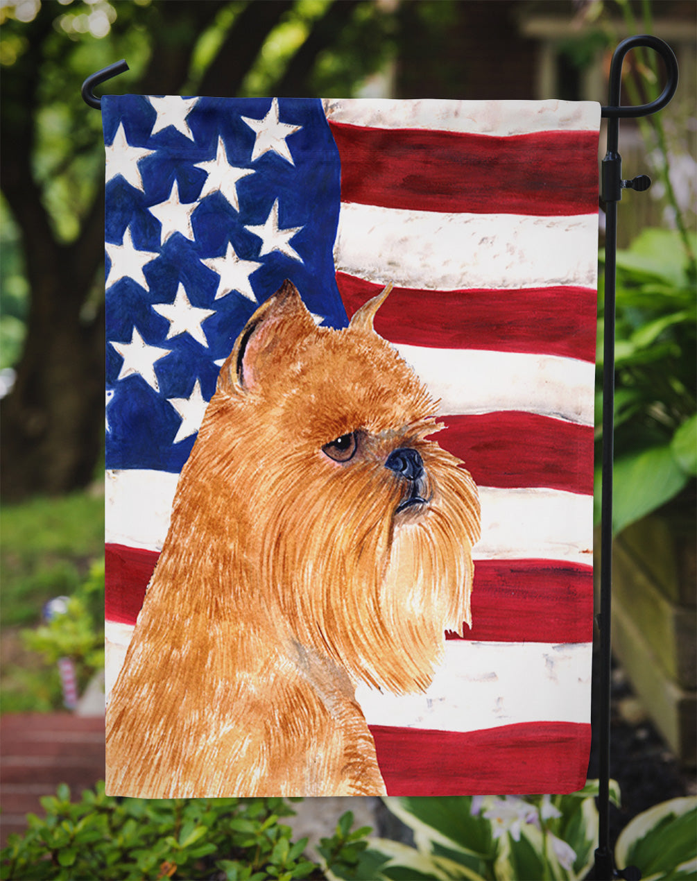 USA American Flag with Brussels Griffon Garden Flag Mailbox Decorative Yard Banner Outside Patio Artwork for Flower Beds, Garden Size, Multicolor