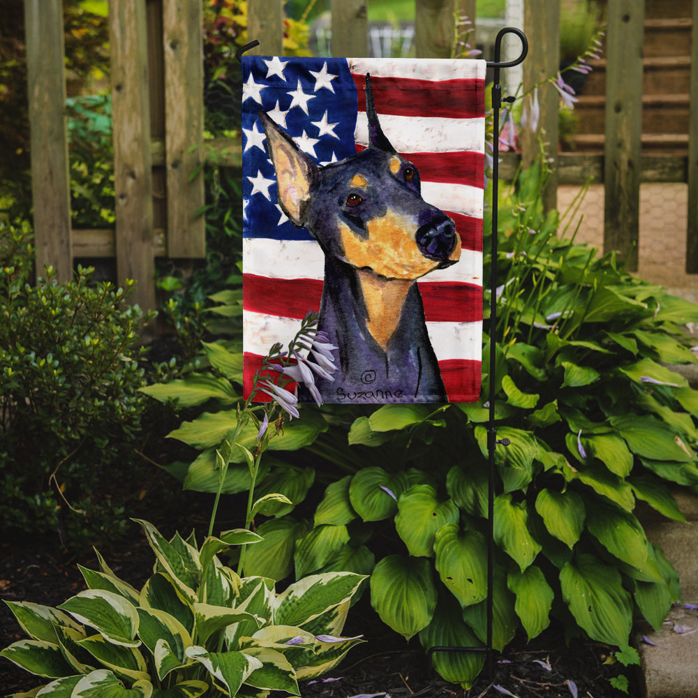 USA American Flag with Doberman Garden Flag Mailbox Decorative Yard Banner Outside Patio Artwork for Flower Beds, Garden Size, Multicolor