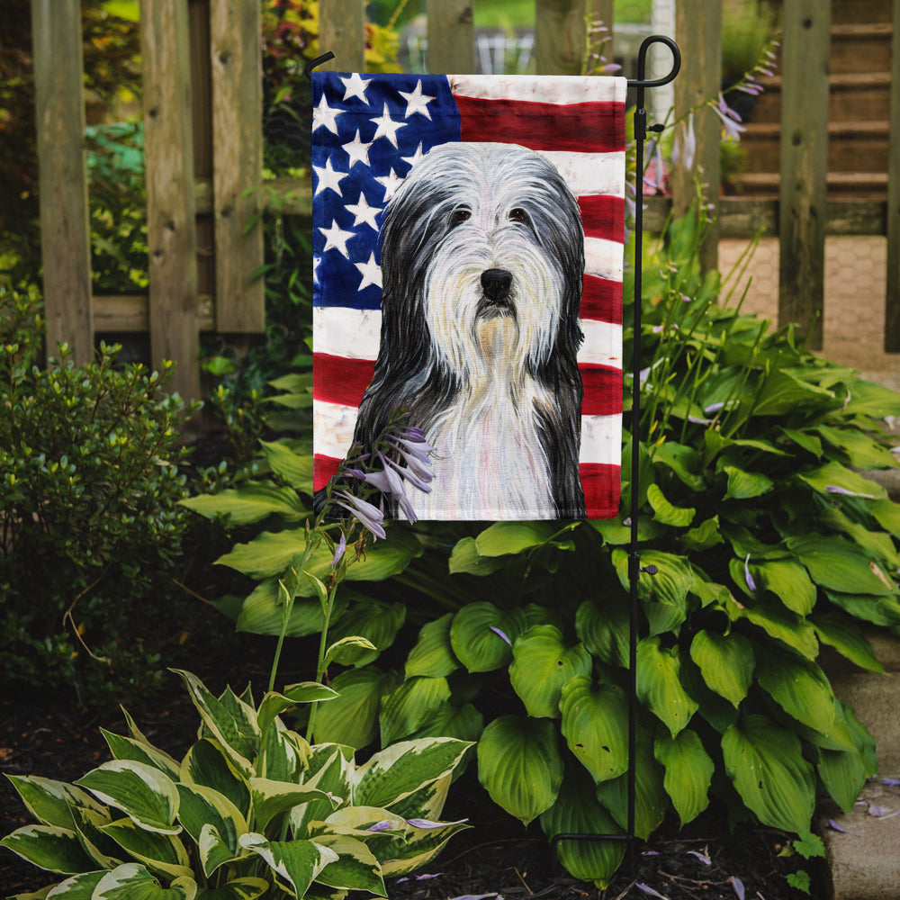 USA American Flag with Bearded Collie Garden Flag Mailbox Decorative Yard Banner Outside Patio Artwork for Flower Beds, Garden Size, Multicolor