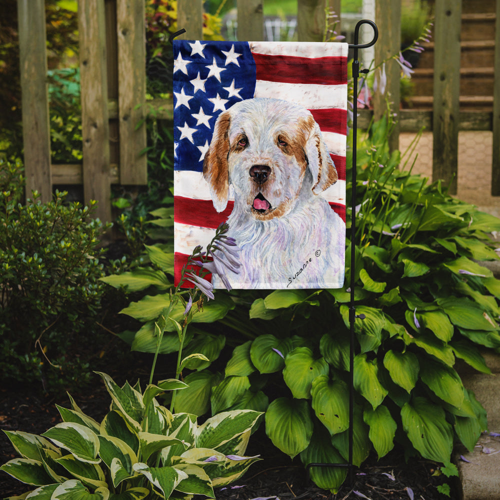 USA American Flag with Clumber Spaniel Garden Flag Mailbox Decorative Yard Banner Outside Patio Artwork for Flower Beds, Garden Size, Multicolor