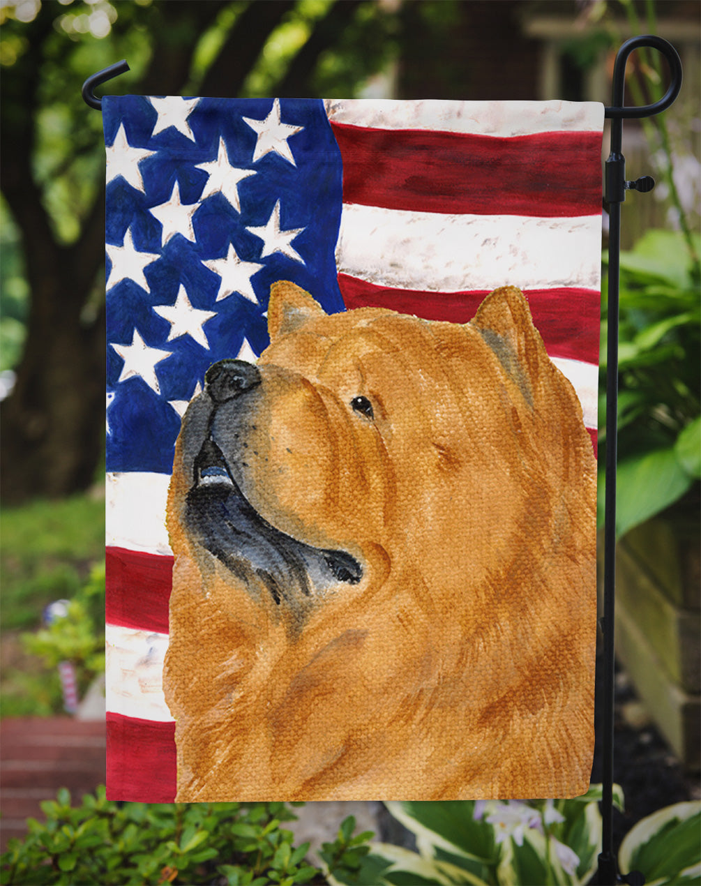 USA American Flag with Chow Chow Garden Flag Mailbox Decorative Yard Banner Outside Patio Artwork for Flower Beds, Garden Size, Multicolor