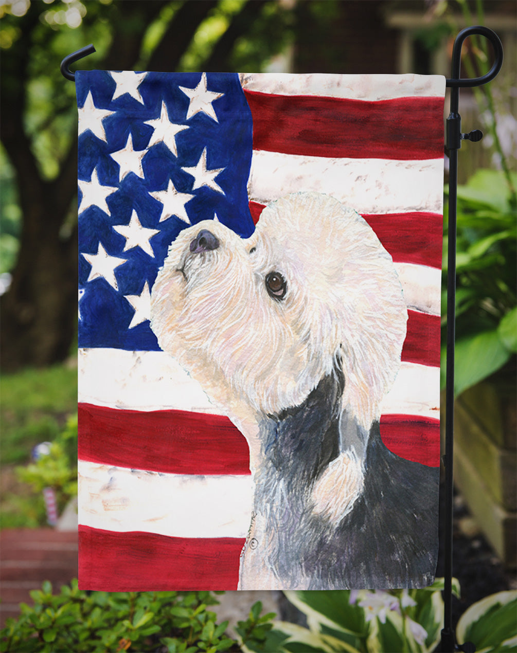 USA American Flag with Dandie Dinmont Terrier Garden Flag Mailbox Decorative Yard Banner Outside Patio Artwork for Flower Beds, Garden Size, Multicolor