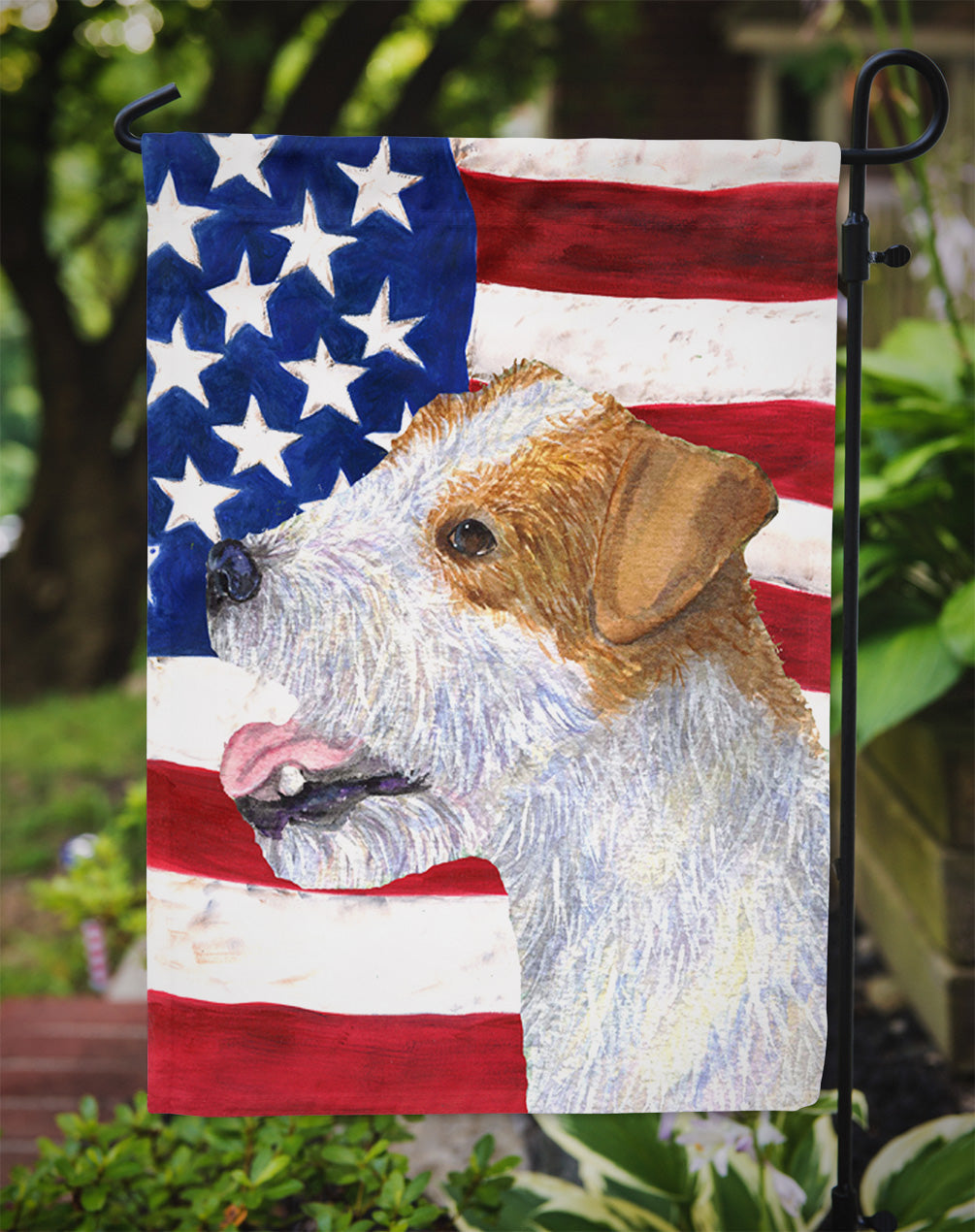 USA American Flag with Jack Russell Terrier Garden Flag Mailbox Decorative Yard Banner Outside Patio Artwork for Flower Beds, Garden Size, Multicolor