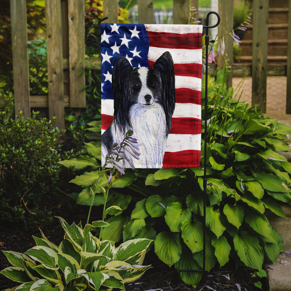 USA American Flag with Papillon Garden Flag Mailbox Decorative Yard Banner Outside Patio Artwork for Flower Beds, Garden Size, Multicolor