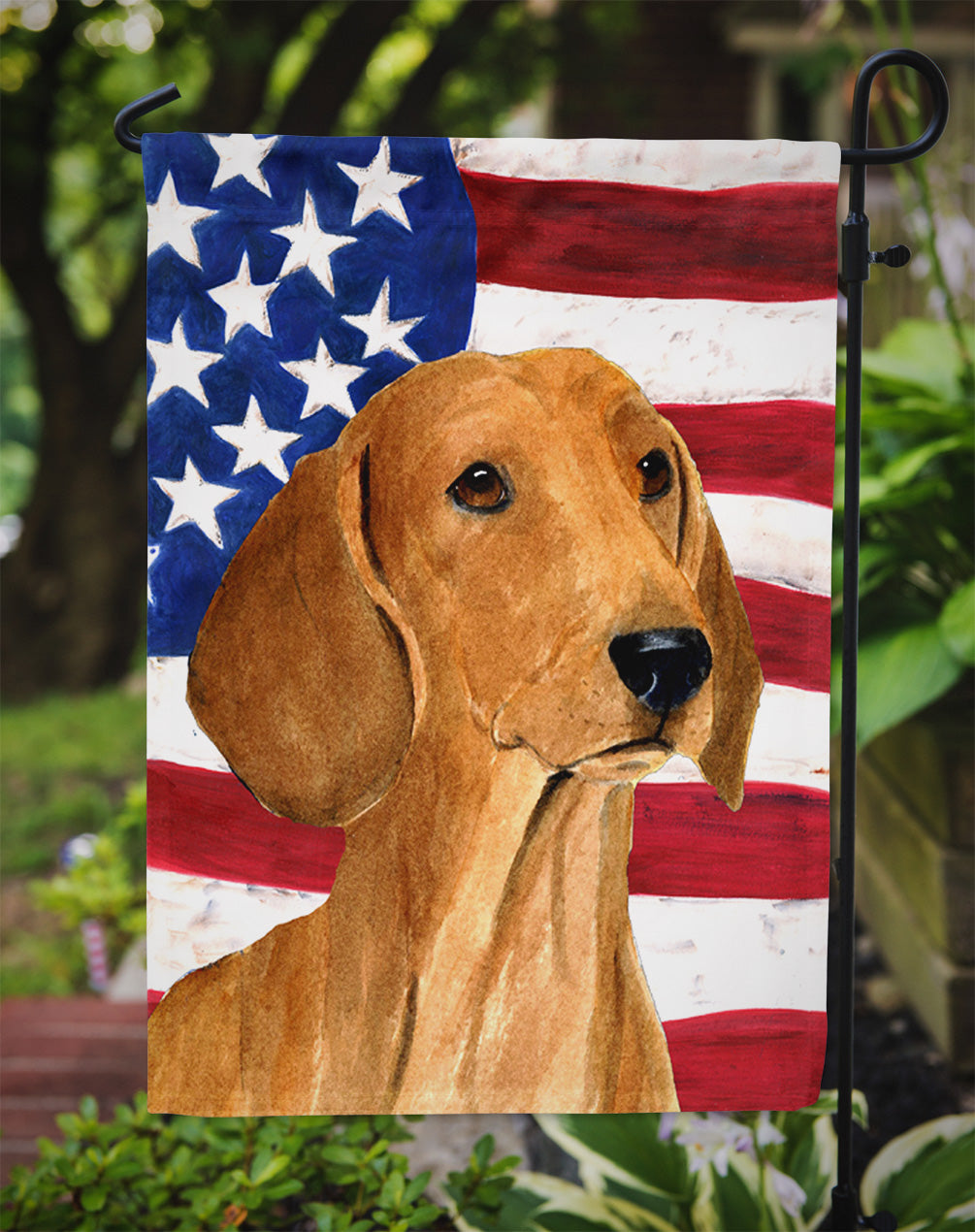 USA American Flag with Dachshund Garden Flag Mailbox Decorative Yard Banner Outside Patio Artwork for Flower Beds, Garden Size, Multicolor