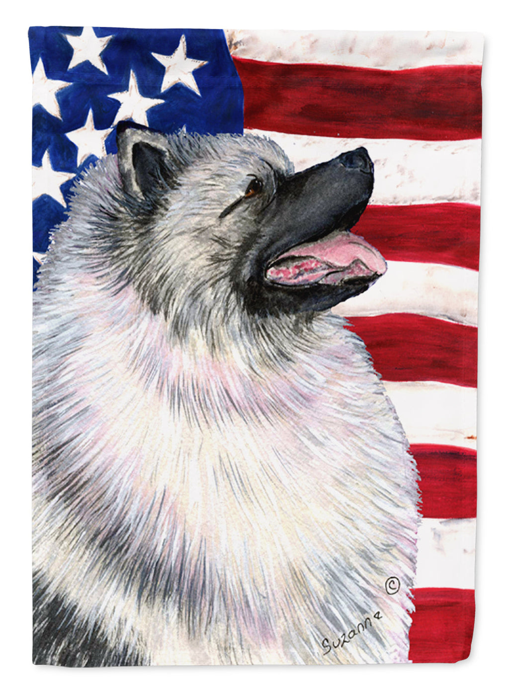 USA American Flag with Keeshond Garden Flag Mailbox Decorative Yard Banner Outside Patio Artwork for Flower Beds, Garden Size, Multicolor