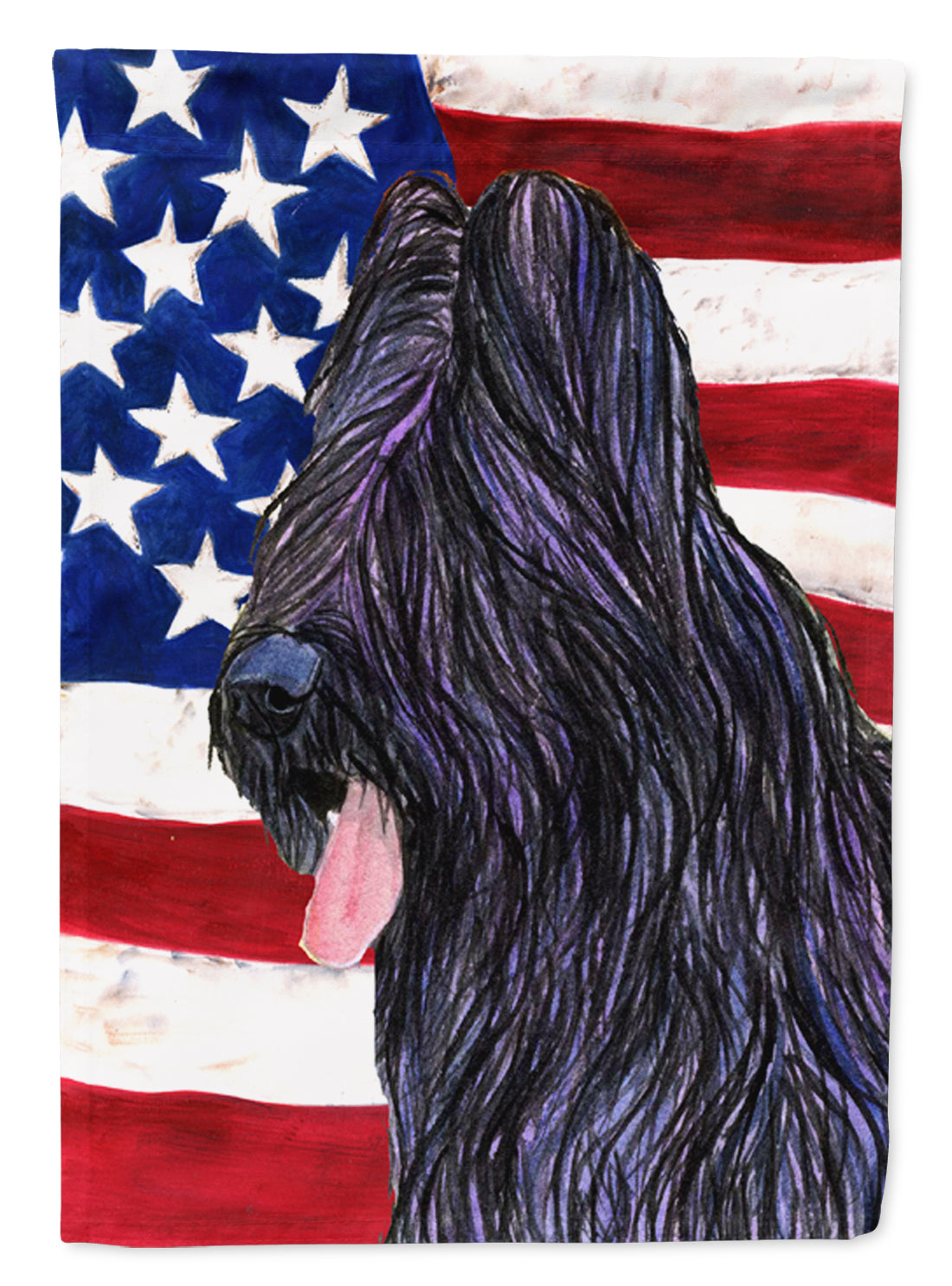 USA American Flag with Briard Garden Flag Mailbox Decorative Yard Banner Outside Patio Artwork for Flower Beds, Garden Size, Multicolor