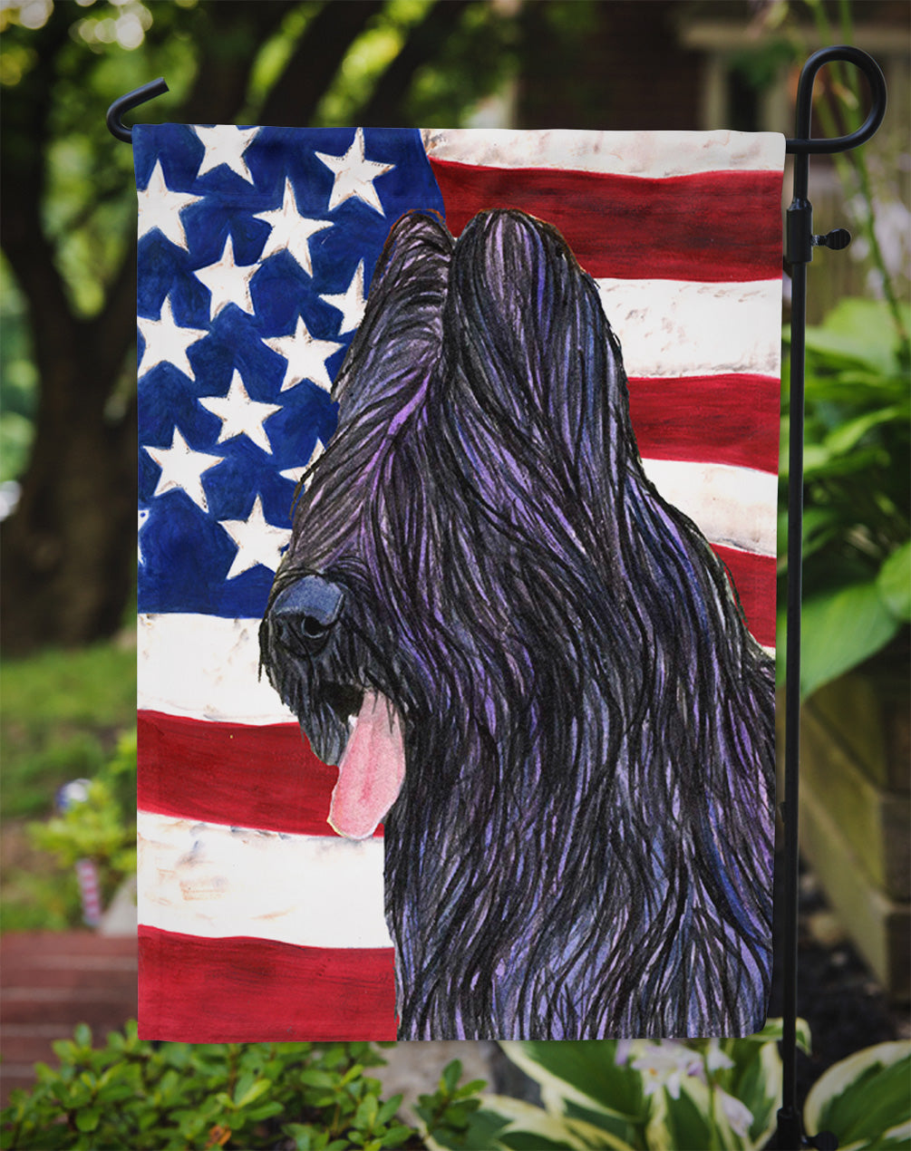 USA American Flag with Briard Garden Flag Mailbox Decorative Yard Banner Outside Patio Artwork for Flower Beds, Garden Size, Multicolor
