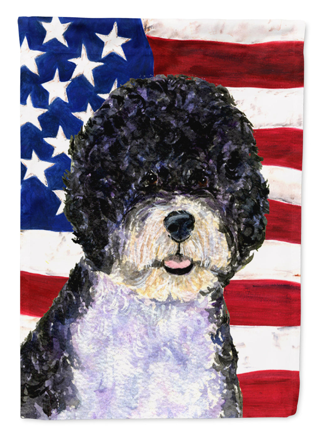 USA American Flag with Portuguese Water Dog Garden Flag Mailbox Decorative Yard Banner Outside Patio Artwork for Flower Beds, Garden Size, Multicolor