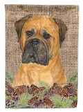Bullmastiff on Faux Burlap with Pine Cones Garden Flag Mailbox Decorative Yard Banner Outside Patio Artwork for Flower Beds, Garden Size, Multicolor