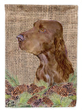 Field Spaniel on Faux Burlap with Pine Cones Garden Flag Mailbox Decorative Yard Banner Outside Patio Artwork for Flower Beds, Garden Size, Multicolor