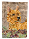 Norwich Terrier on Faux Burlap with Pine Cones Garden Flag Mailbox Decorative Yard Banner Outside Patio Artwork for Flower Beds, Garden Size, Multicolor