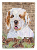 Clumber Spaniel on Faux Burlap with Pine Cones Garden Flag Mailbox Decorative Yard Banner Outside Patio Artwork for Flower Beds, Garden Size, Multicolor
