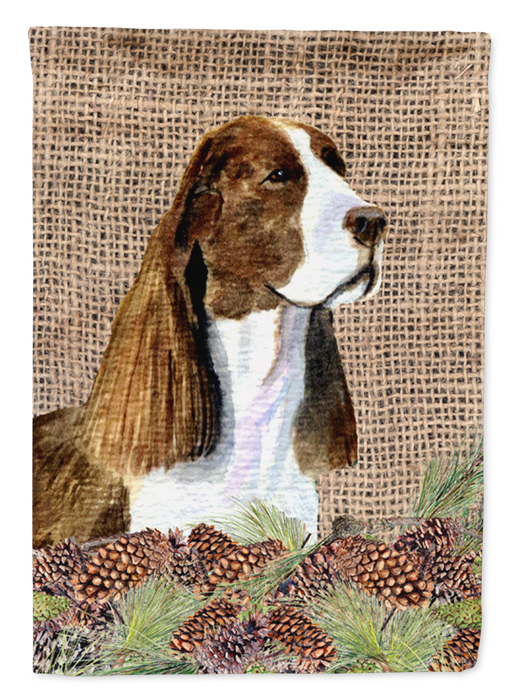 Springer Spaniel on Faux Burlap with Pine Cones Garden Flag Mailbox Decorative Yard Banner Outside Patio Artwork for Flower Beds, Garden Size, Multicolor