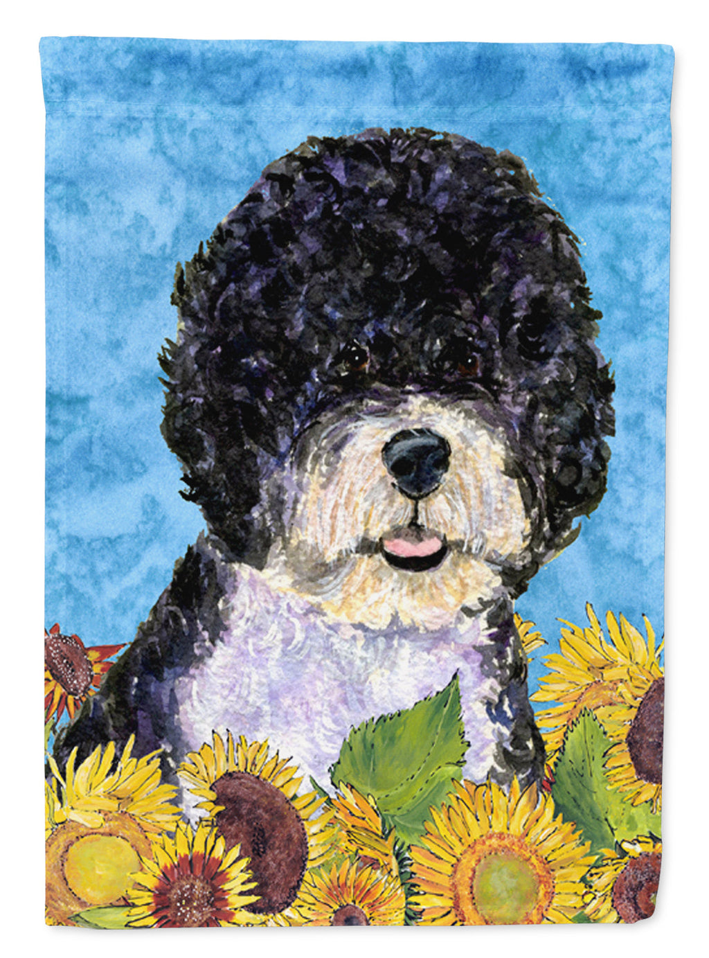 Portuguese Water Dog in Summer Flowers Garden Flag Mailbox Decorative Yard Banner Outside Patio Artwork for Flower Beds, Garden Size, Multicolor