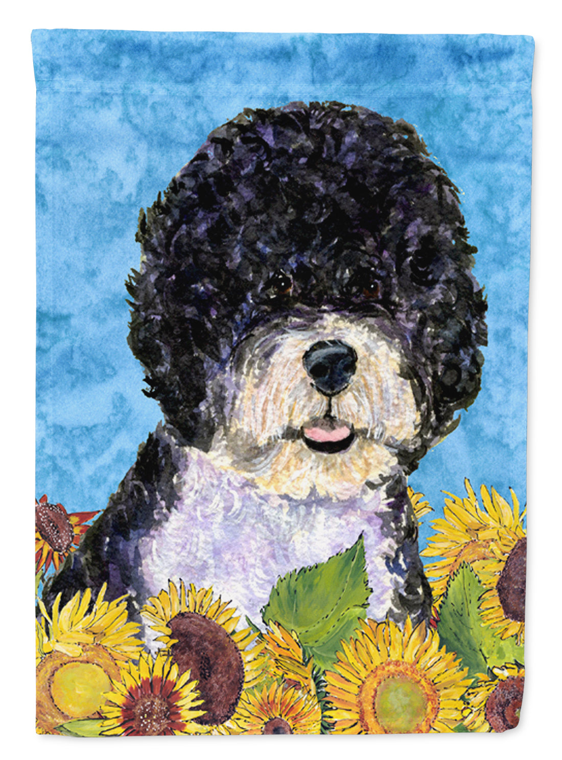 Portuguese Water Dog in Summer Flowers Garden Flag Mailbox Decorative Yard Banner Outside Patio Artwork for Flower Beds, Garden Size, Multicolor