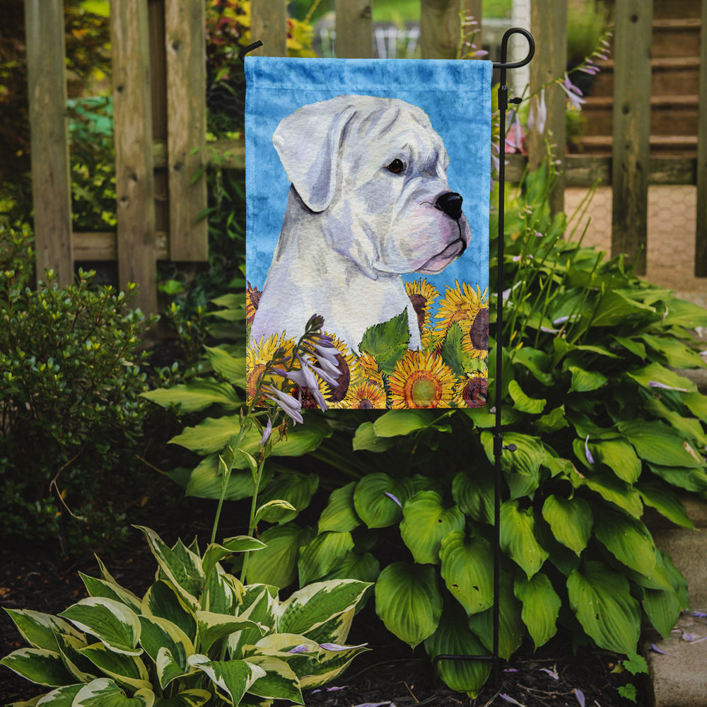 Boxer in Summer Flowers Garden Flag Mailbox Decorative Yard Banner Outside Patio Artwork for Flower Beds, Garden Size, Multicolor