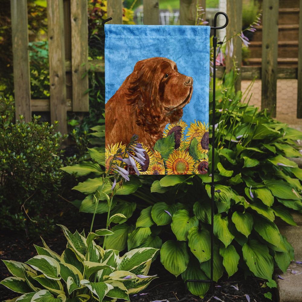 Sussex Spaniel in Summer Flowers Garden Flag Mailbox Decorative Yard Banner Outside Patio Artwork for Flower Beds, Garden Size, Multicolor