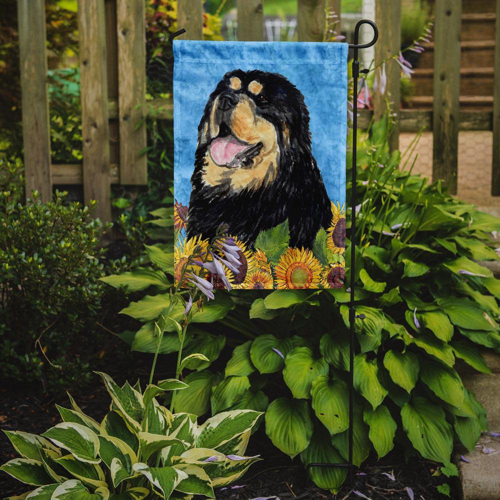 Tibetan Mastiff in Summer Flowers Garden Flag Mailbox Decorative Yard Banner Outside Patio Artwork for Flower Beds, Garden Size, Multicolor