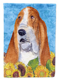 Basset Hound in Summer Flowers Garden Flag Mailbox Decorative Yard Banner Outside Patio Artwork for Flower Beds, Garden Size, Multicolor