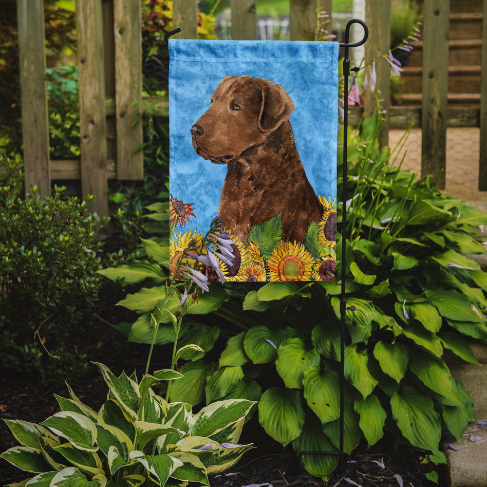 Curly Coated Retriever in Summer Flowers Garden Flag Mailbox Decorative Yard Banner Outside Patio Artwork for Flower Beds, Garden Size, Multicolor