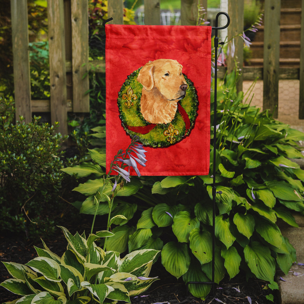 Golden Retriever Cristmas Wreath Garden Flag Mailbox Decorative Yard Banner Outside Patio Artwork for Flower Beds, Garden Size, Multicolor