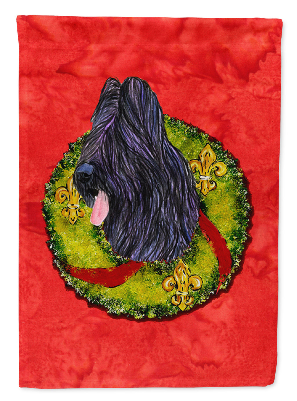 Briard Cristmas Wreath Garden Flag Mailbox Decorative Yard Banner Outside Patio Artwork for Flower Beds, Garden Size, Multicolor