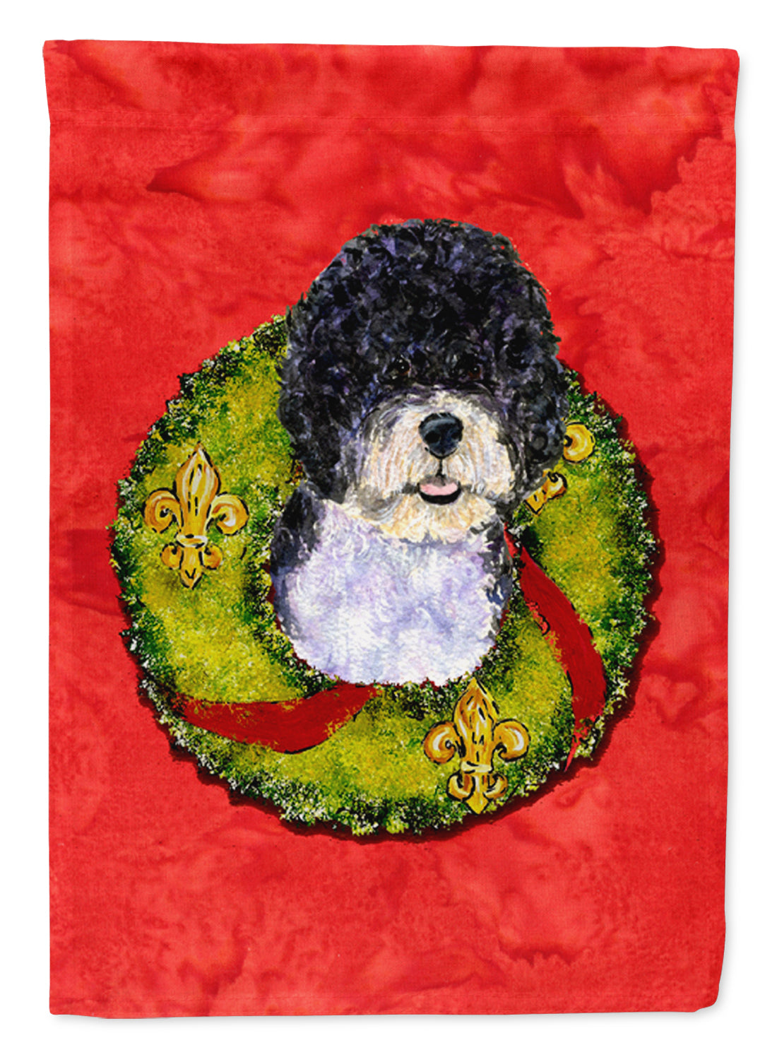 Portuguese Water Dog Cristmas Wreath Garden Flag Mailbox Decorative Yard Banner Outside Patio Artwork for Flower Beds, Garden Size, Multicolor