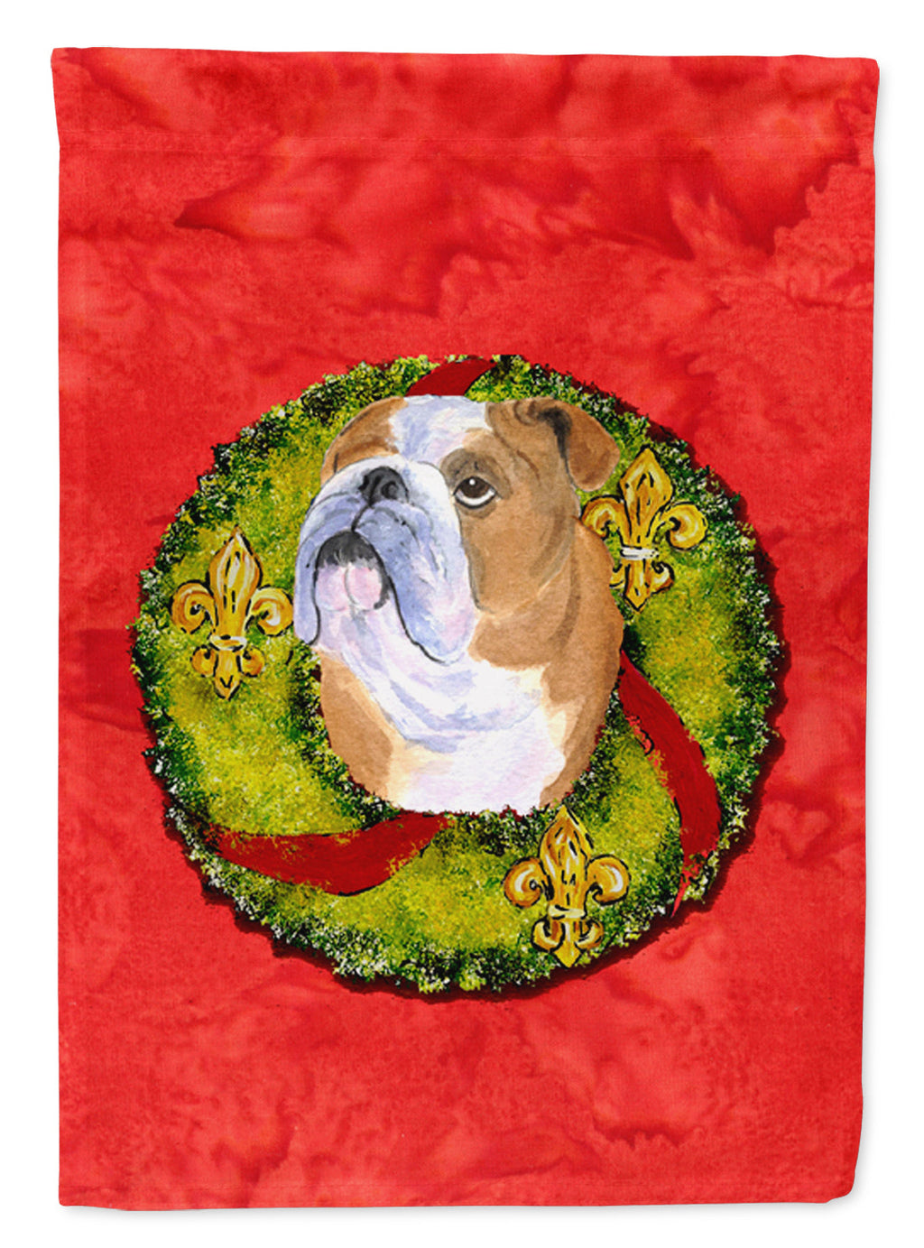Bulldog English Cristmas Wreath Garden Flag Mailbox Decorative Yard Banner Outside Patio Artwork for Flower Beds, Garden Size, Multicolor