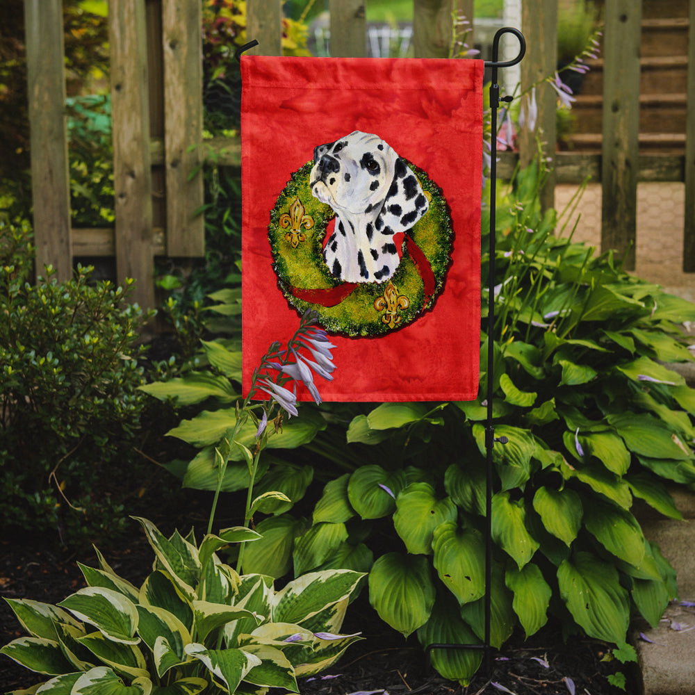 Dalmatian Cristmas Wreath Garden Flag Mailbox Decorative Yard Banner Outside Patio Artwork for Flower Beds, Garden Size, Multicolor