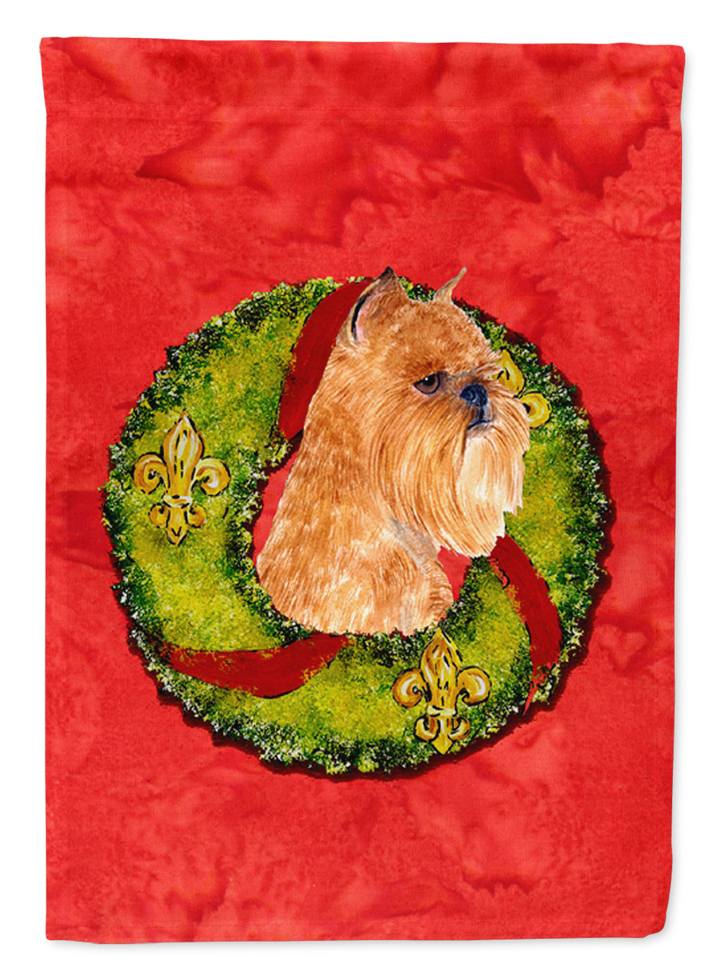 Brussels Griffon Cristmas Wreath Garden Flag Mailbox Decorative Yard Banner Outside Patio Artwork for Flower Beds, Garden Size, Multicolor