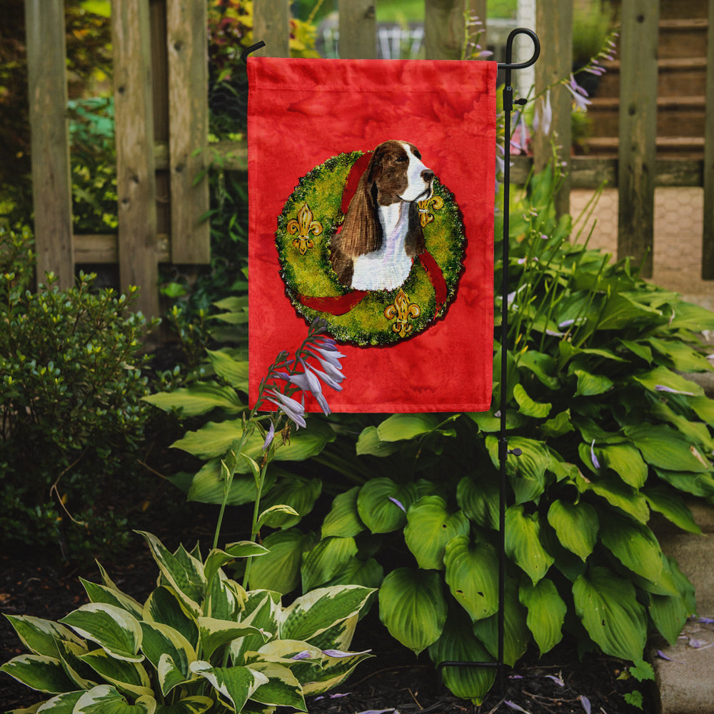 Springer Spaniel Cristmas Wreath Garden Flag Mailbox Decorative Yard Banner Outside Patio Artwork for Flower Beds, Garden Size, Multicolor