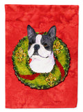 Boston Terrier Cristmas Wreath Garden Flag Mailbox Decorative Yard Banner Outside Patio Artwork for Flower Beds, Garden Size, Multicolor