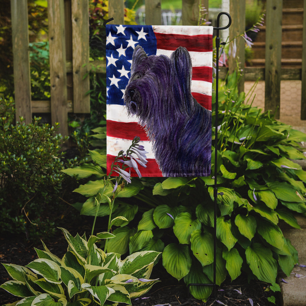 USA American Flag with Skye Terrier Garden Flag Mailbox Decorative Yard Banner Outside Patio Artwork for Flower Beds, Garden Size, Multicolor