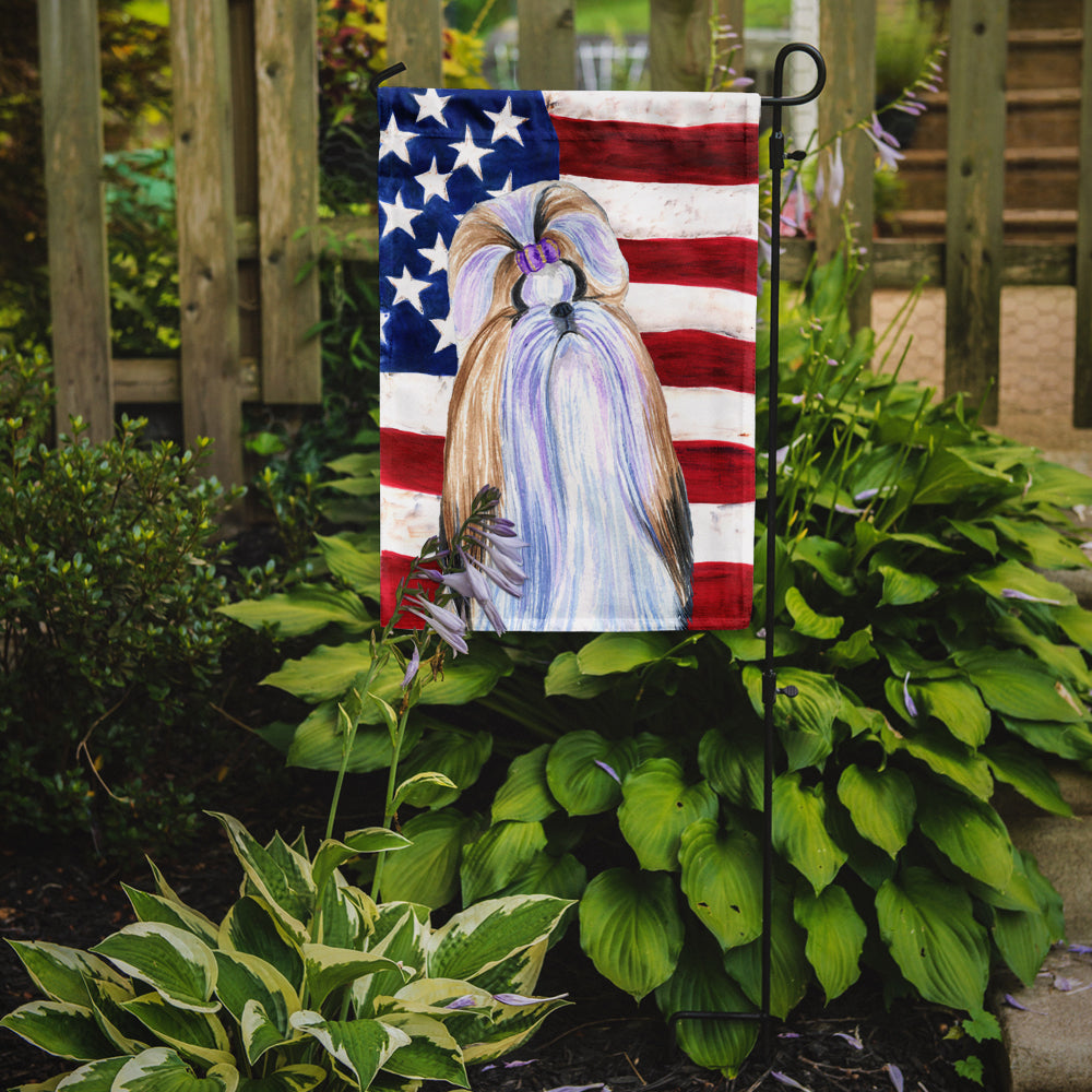USA American Flag with Shih Tzu Garden Flag Mailbox Decorative Yard Banner Outside Patio Artwork for Flower Beds, Garden Size, Multicolor