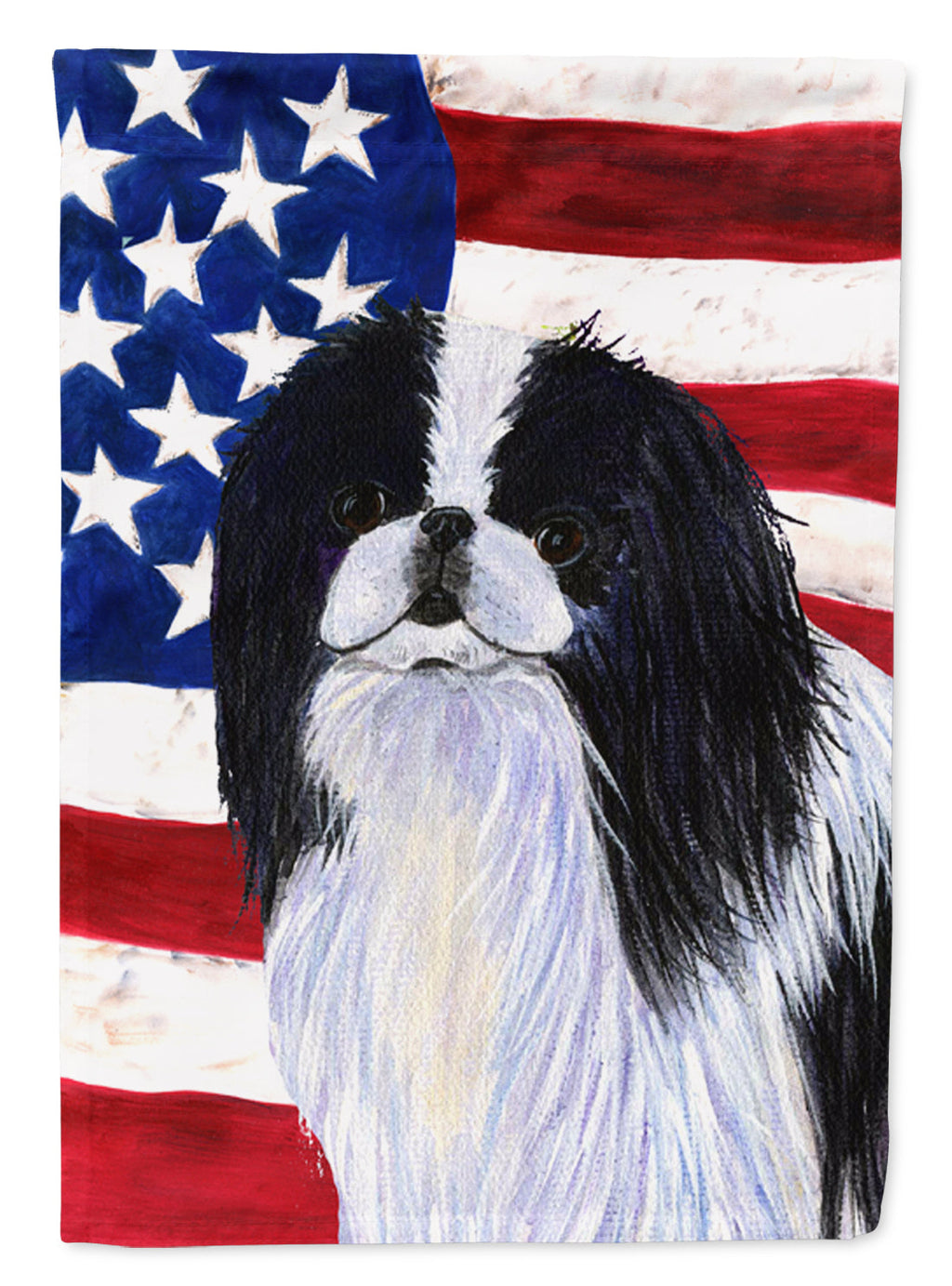 USA American Flag with Japanese Chin Garden Flag Mailbox Decorative Yard Banner Outside Patio Artwork for Flower Beds, Garden Size, Multicolor