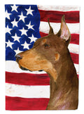USA American Flag with Doberman Garden Flag Mailbox Decorative Yard Banner Outside Patio Artwork for Flower Beds, Garden Size, Multicolor