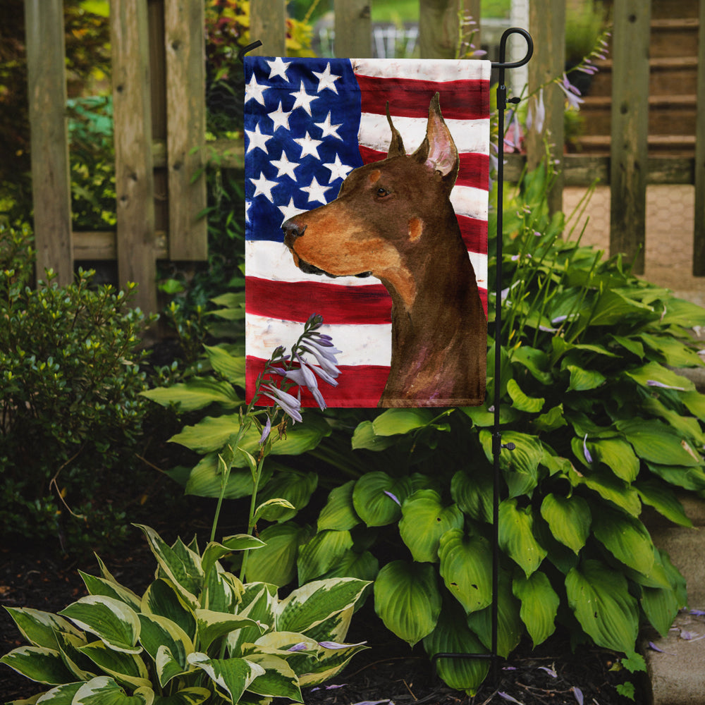USA American Flag with Doberman Garden Flag Mailbox Decorative Yard Banner Outside Patio Artwork for Flower Beds, Garden Size, Multicolor