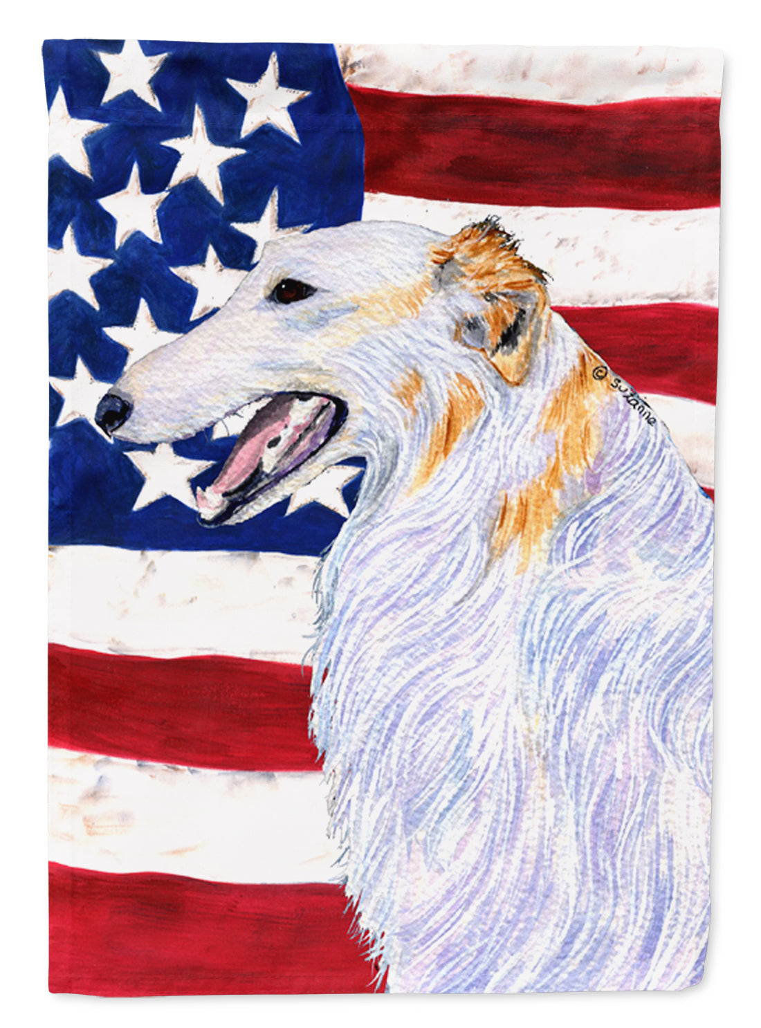 USA American Flag with Borzoi Garden Flag Mailbox Decorative Yard Banner Outside Patio Artwork for Flower Beds, Garden Size, Multicolor